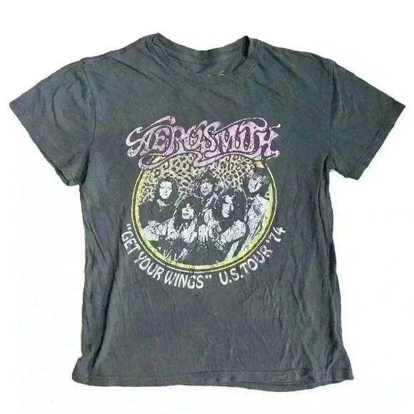 Aerosmith Tops - Aerosmith Get Your Wings US Tour 74 Women’s Concert Graphic T-Shirt Gray L